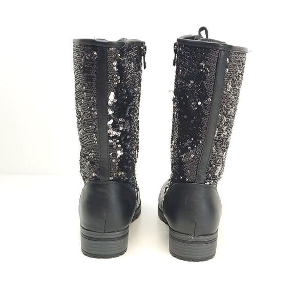 Women’s Michael Kors MARCELLA Black Lace Up Sequin Mid Calf Boots US 5 - Picture 8 of 13